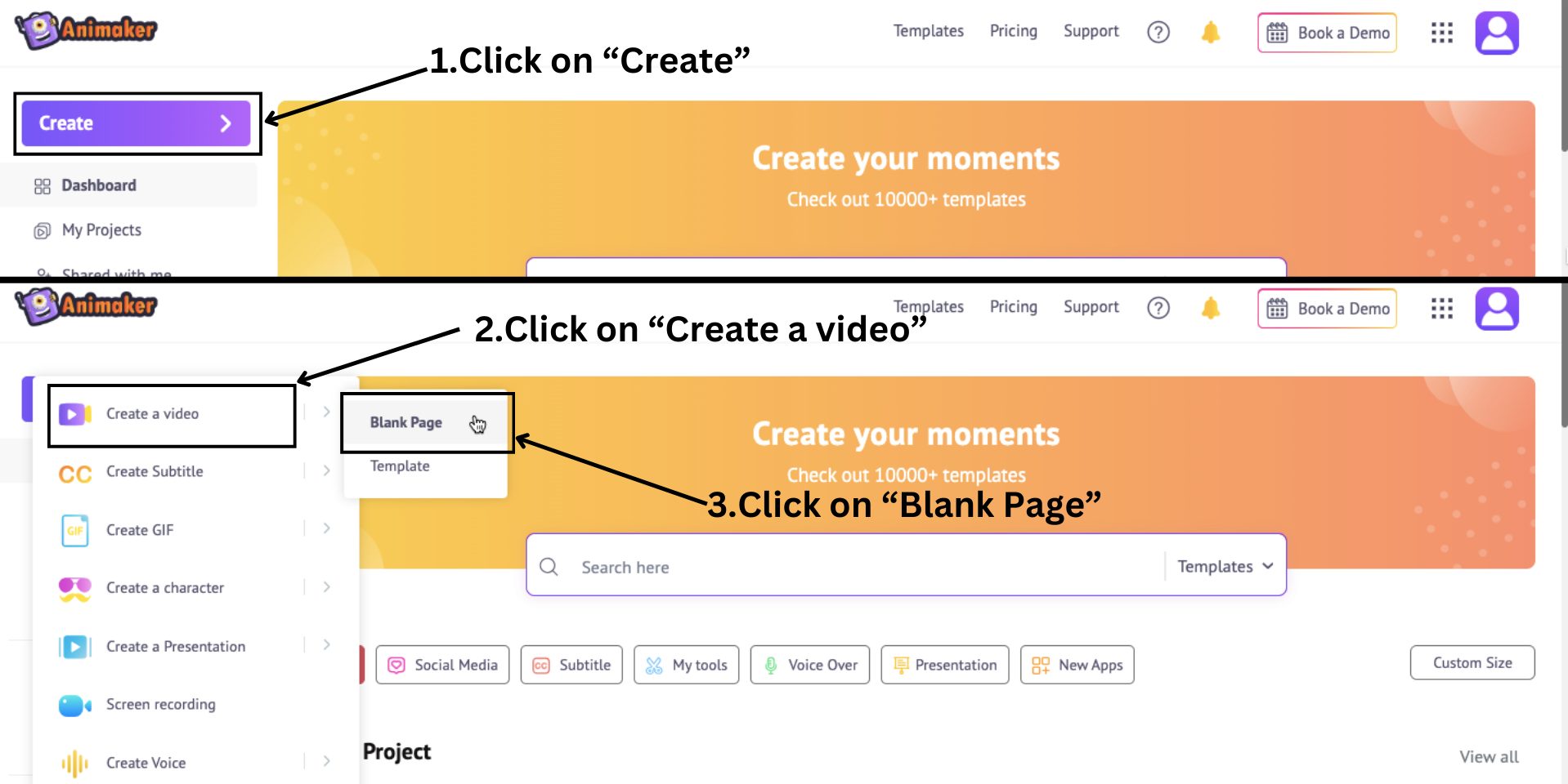 click create a new video