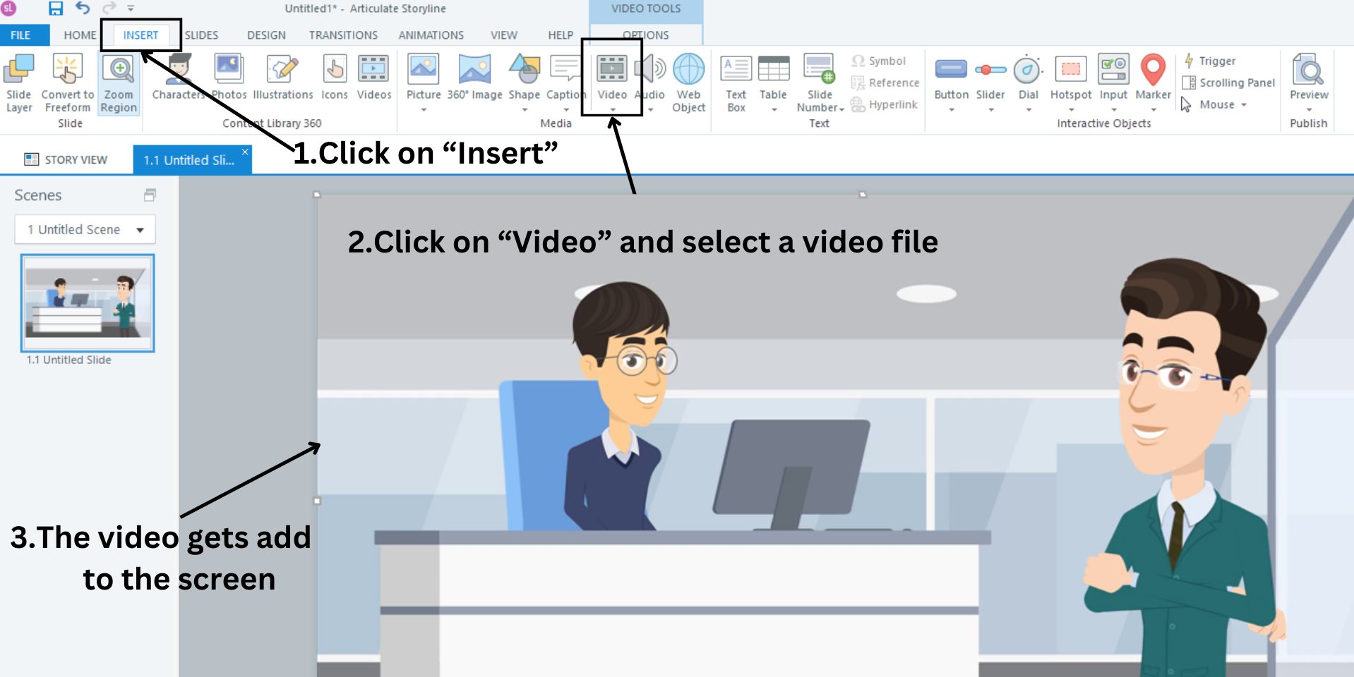 insert the video in first slide